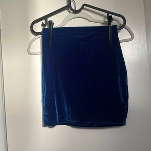 Blue velvet mini skirt